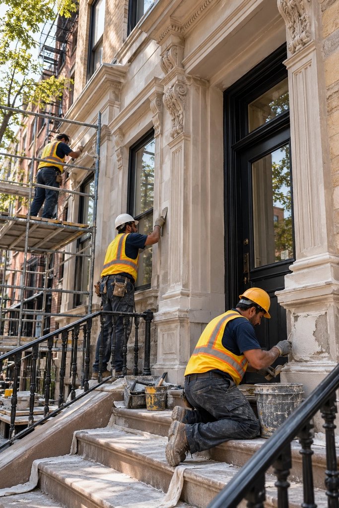 Spark Restoration Inc building restoration team at work in New York