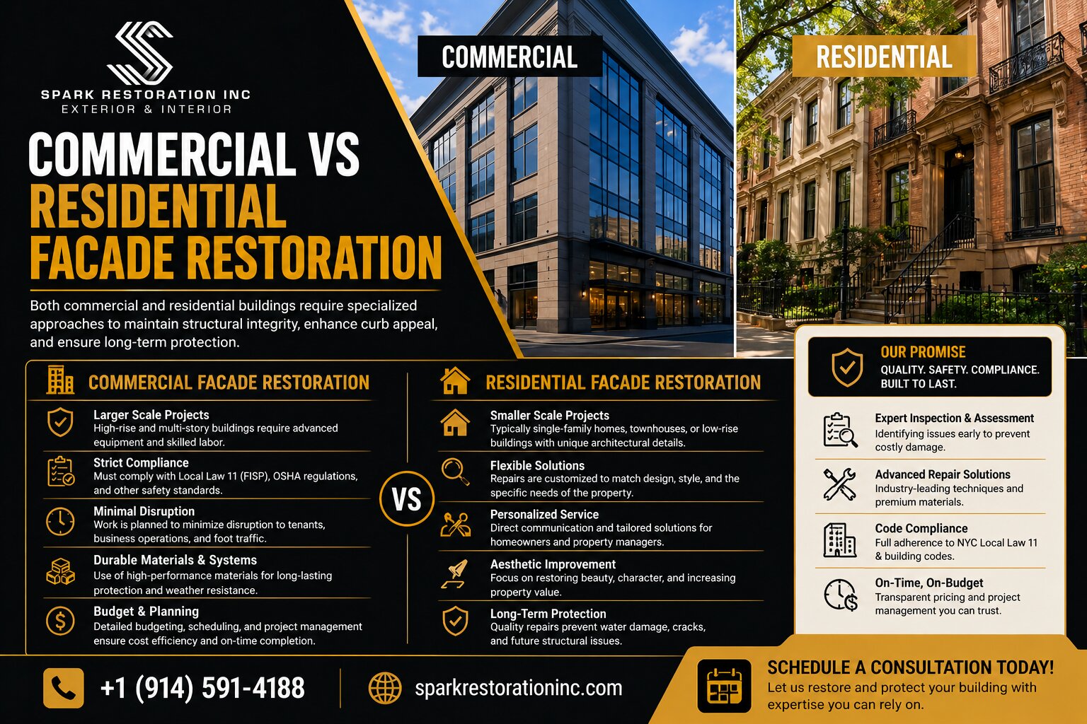 Commercial vs Residential Facade Restoration 