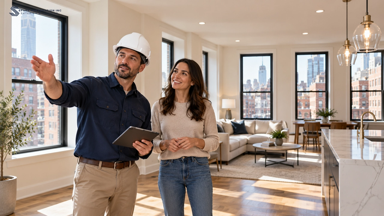 Final walkthrough of a renovated New York City apartment with the contractor