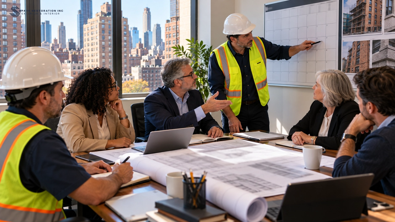 Board members planning around a calendar for the Local Law 11 filing window